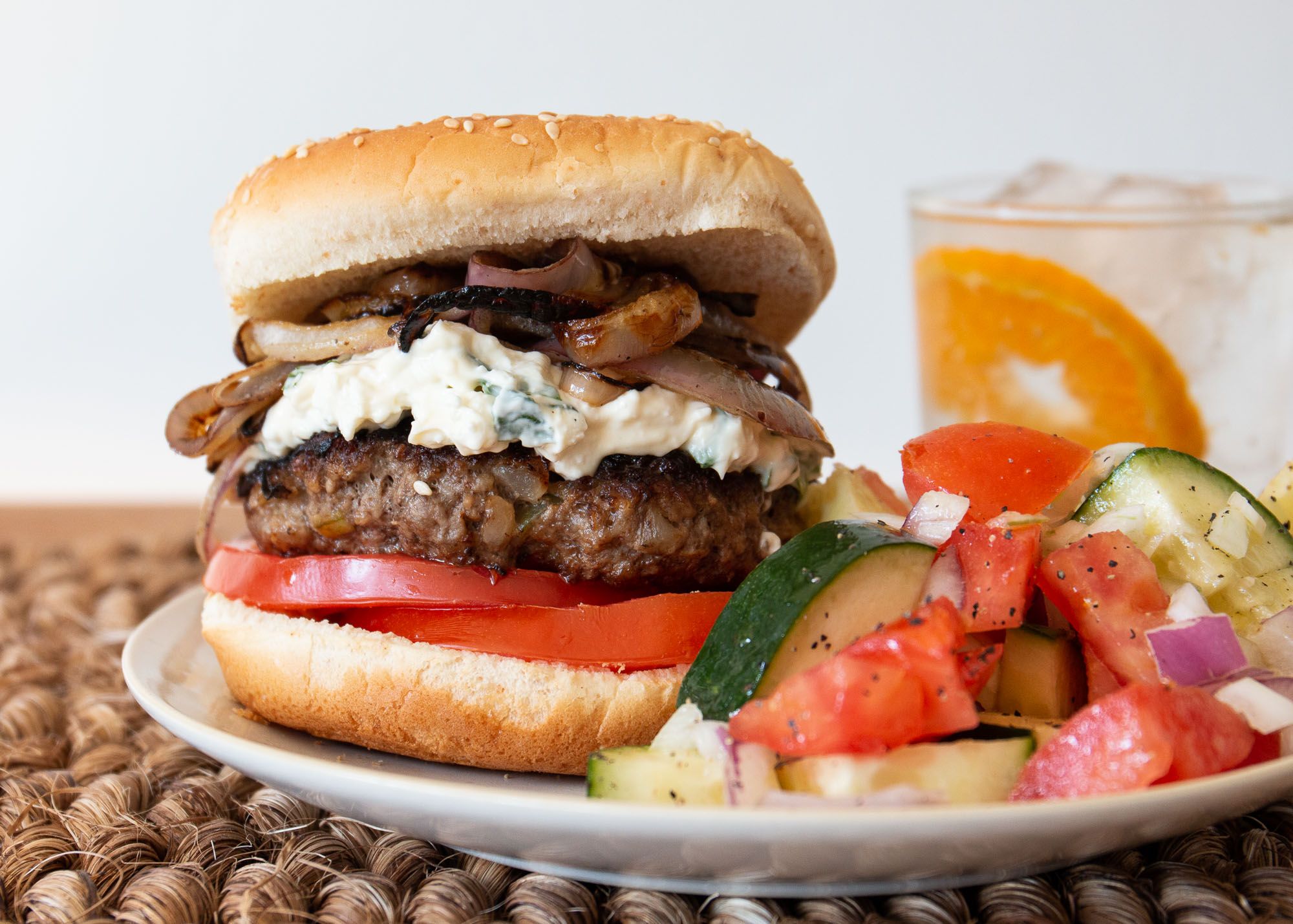 Goat Cheese Stuffed Lamb Burgers