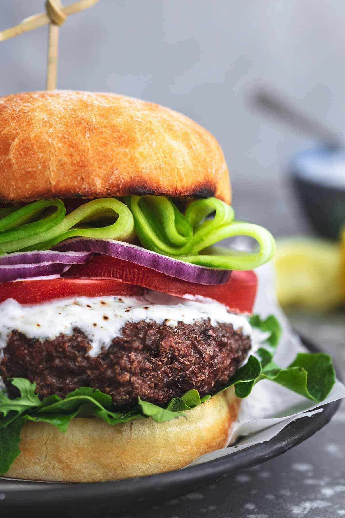 Greek Beef Burger with Tzatziki Sauce