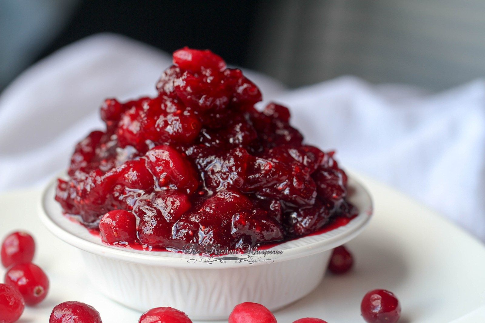 Kathy's cranberry sauce in a beautiful serving dish
