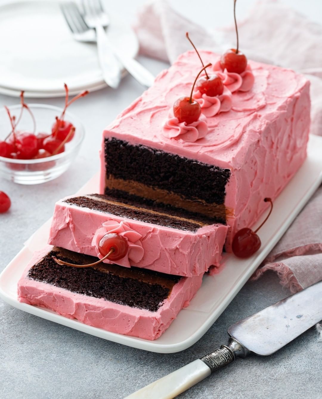 Dark Chocolate Maraschino Cherry Cake