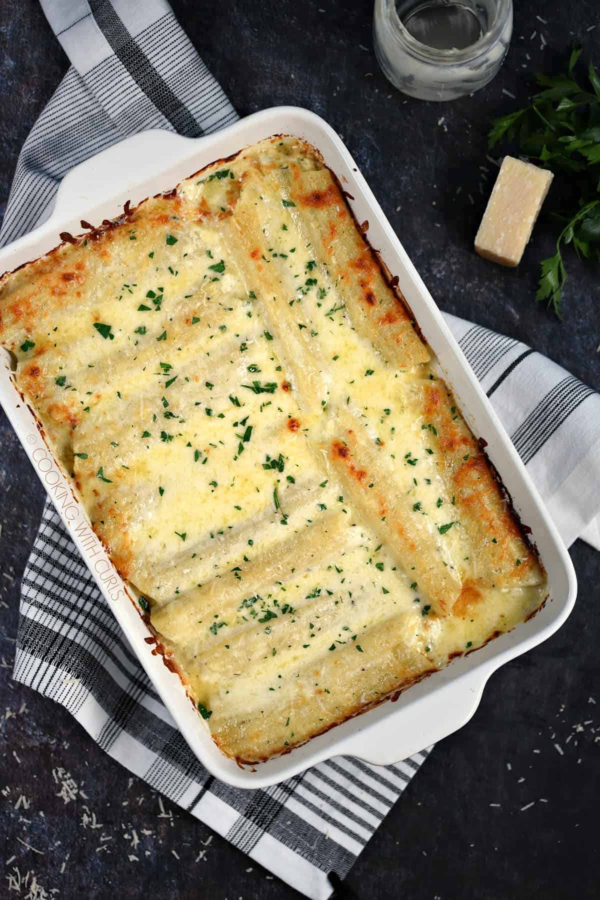 Chicken Alfredo Stuffed Manicotti