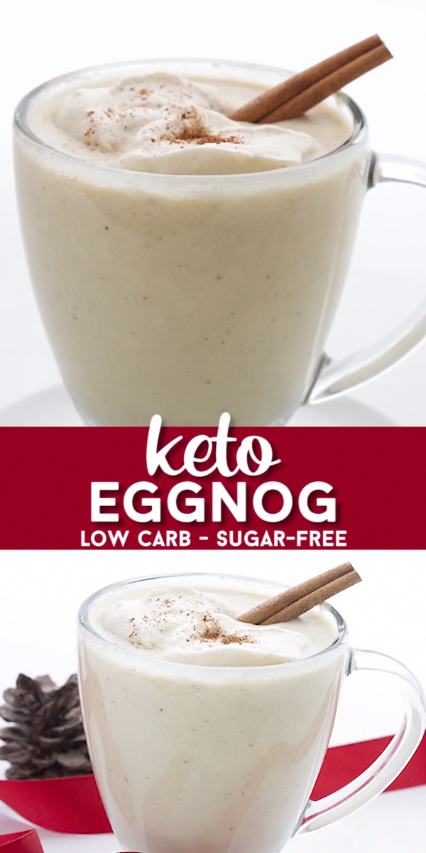 A glass of Sugar-Free Eggnog garnished with nutmeg