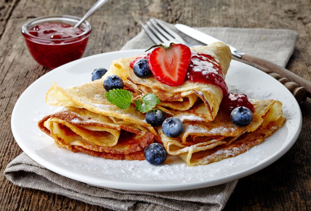 Breakfast Crepes Platter - filled with berries and whipped cream