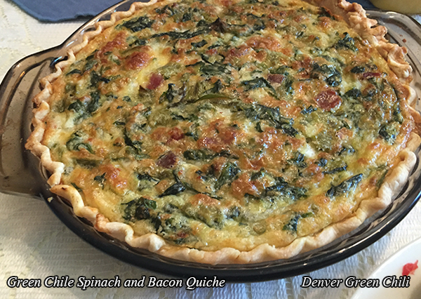 Green Chile Spinach and Bacon Quiche