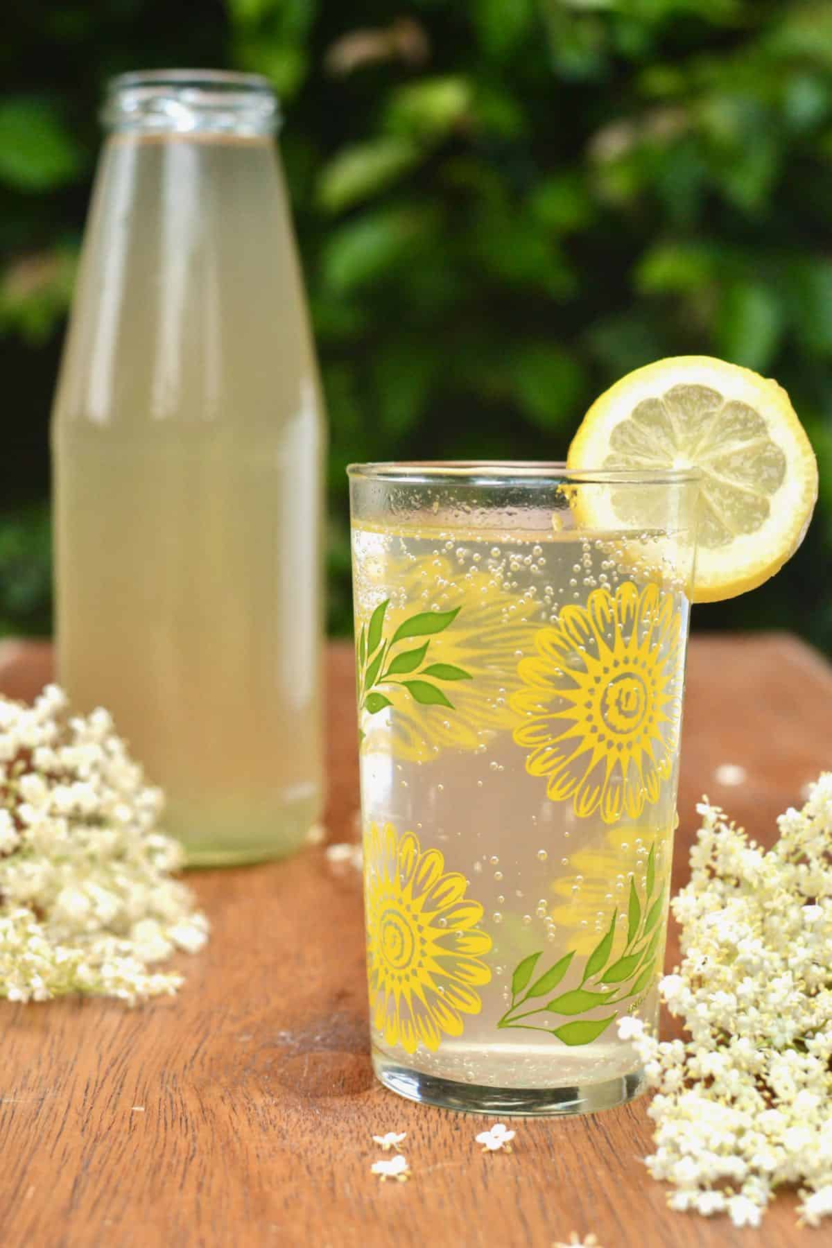 Elderflower Cordial in a glass