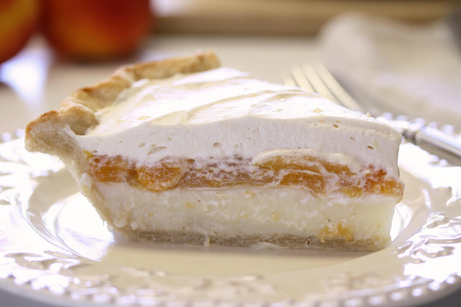 Peach Cream Pie - A slice of heaven on a plate!