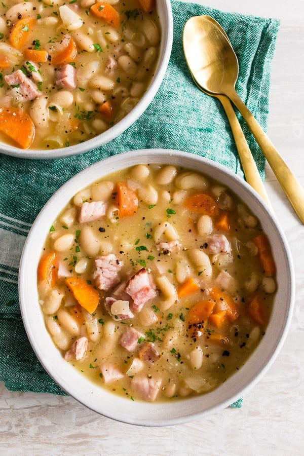 Plate of Easy Ham and Bean Soup