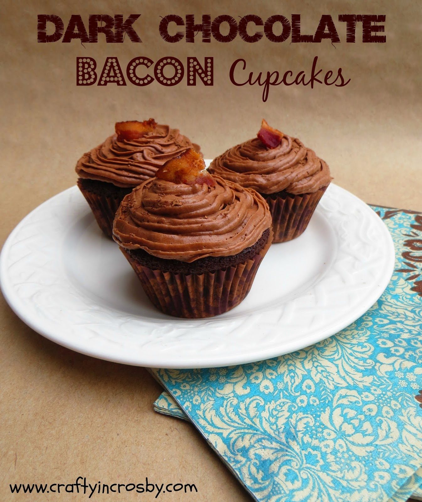 Dark Chocolate Bacon Cupcakes