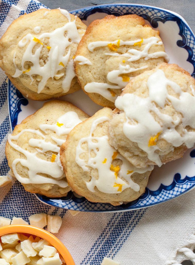 Orange drop cookies with white chocolate