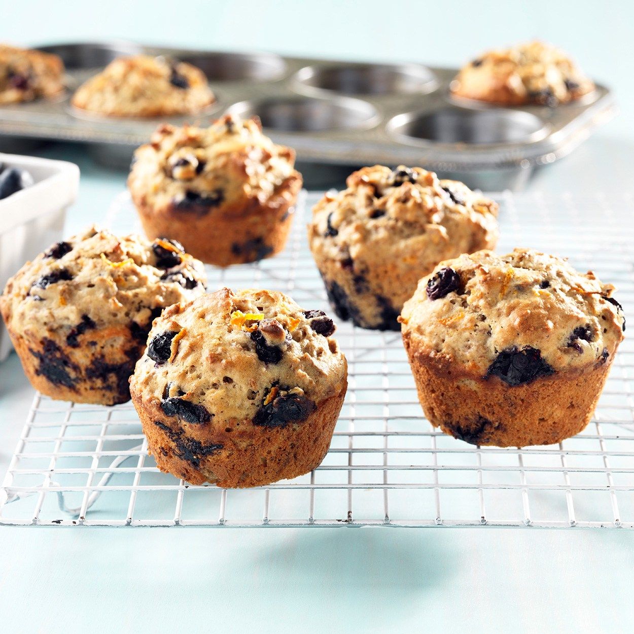 Blueberry Orange Yogurt Bran Muffins