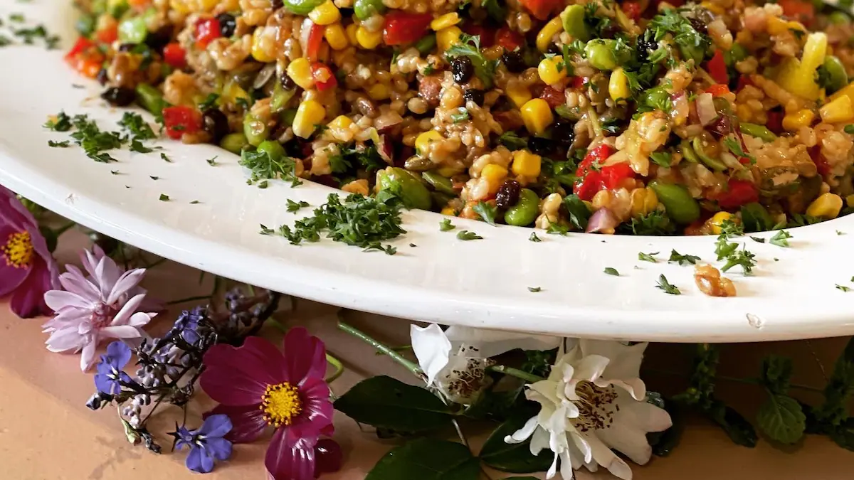 Nutty brown rice salad