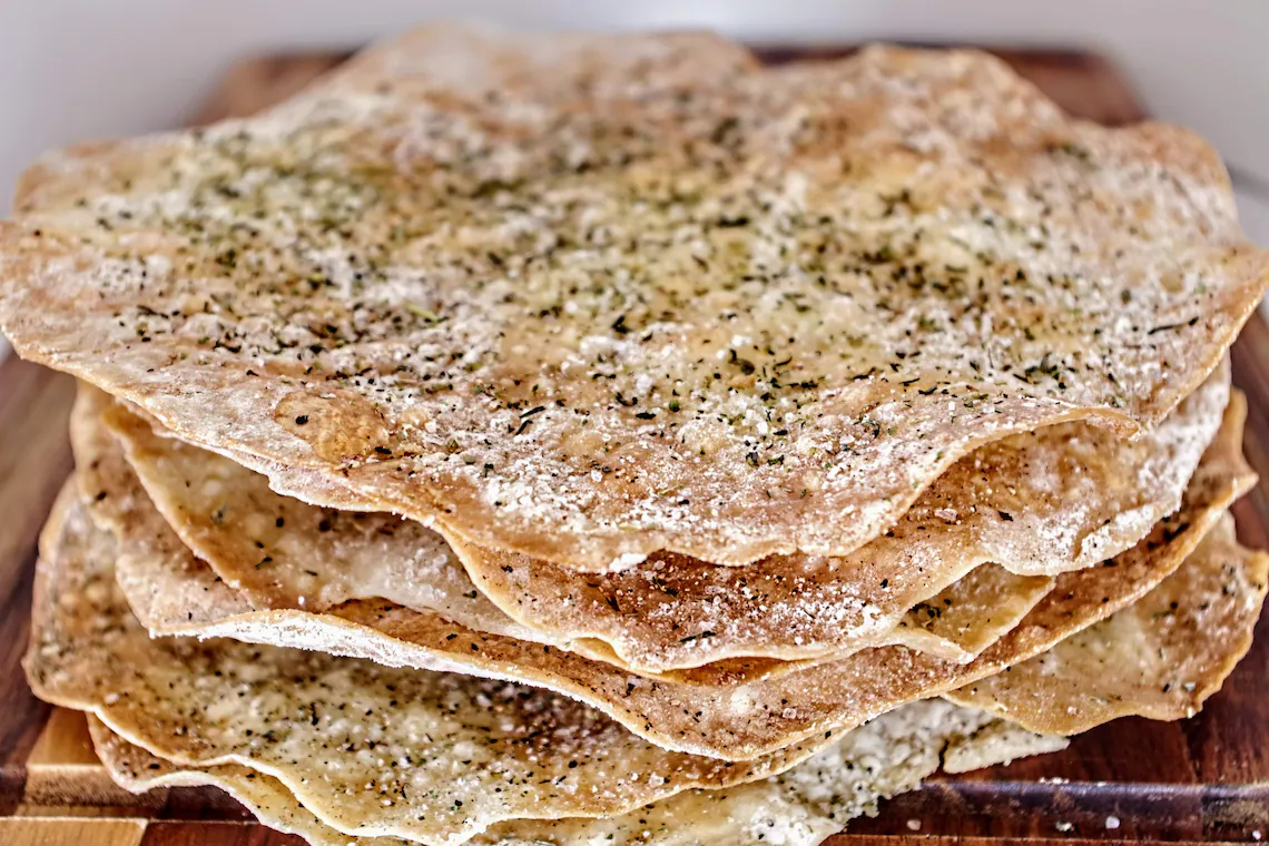 Lavash Cracker Bread Toasted with Olive Oil and Sea Salt