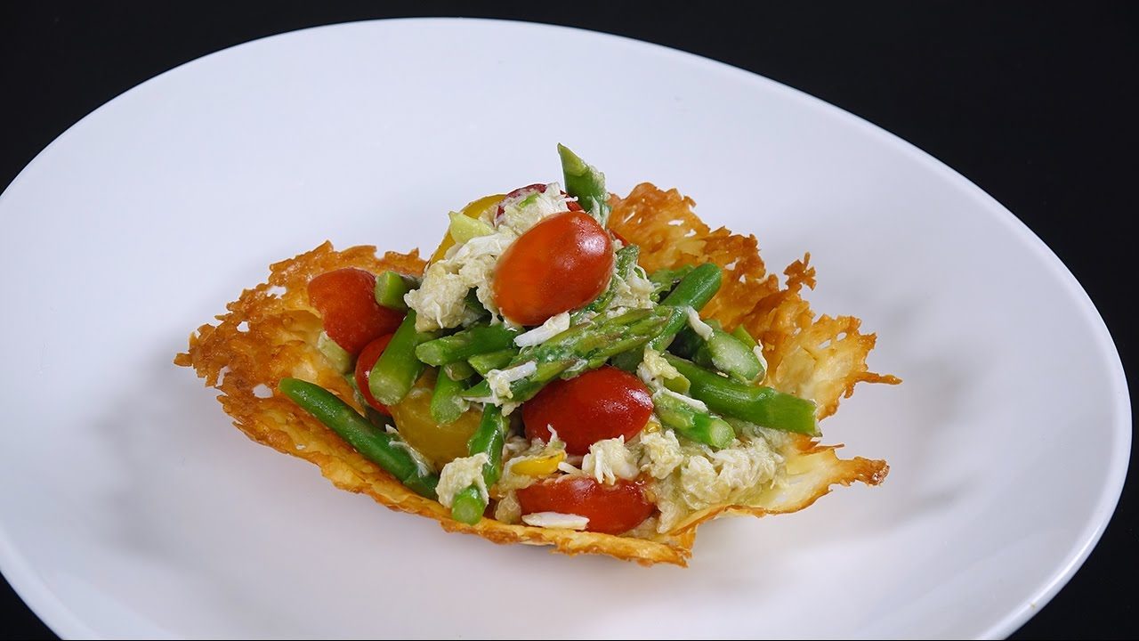 Asparagus and Crab Salad with Parmesan Cheese Bowl