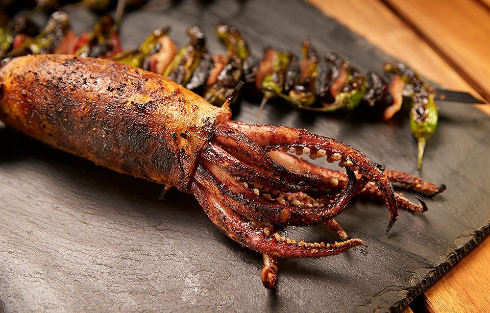 Stuffed Calamari with Shishito Peppers