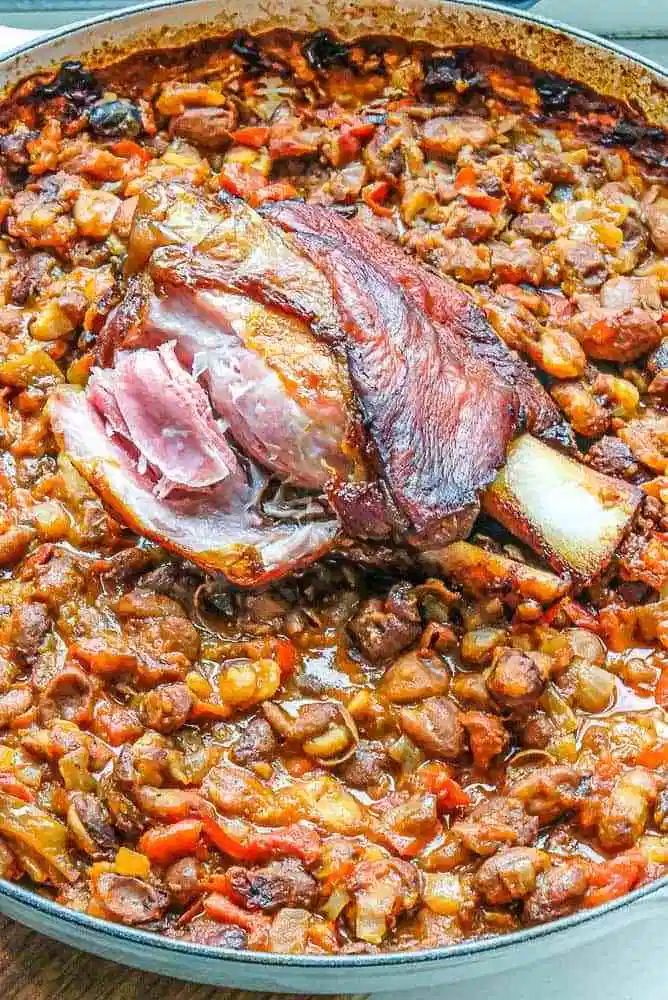 Slow Cooked Pork & Beans with Smoked Ham Hock