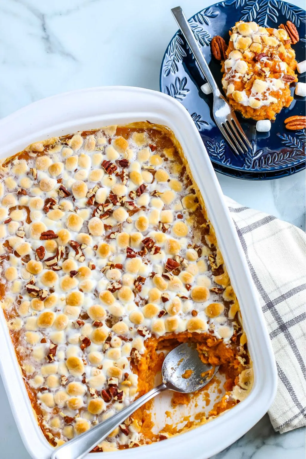Sweet Potato Casserole with Marshmallows and Pecans