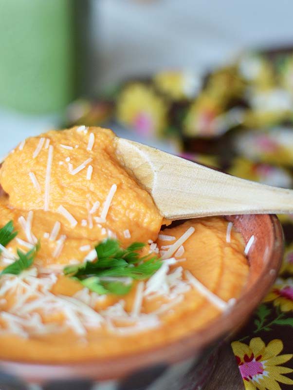 Carrot, Sweet Potato, and Parmesan Mash Presentation
