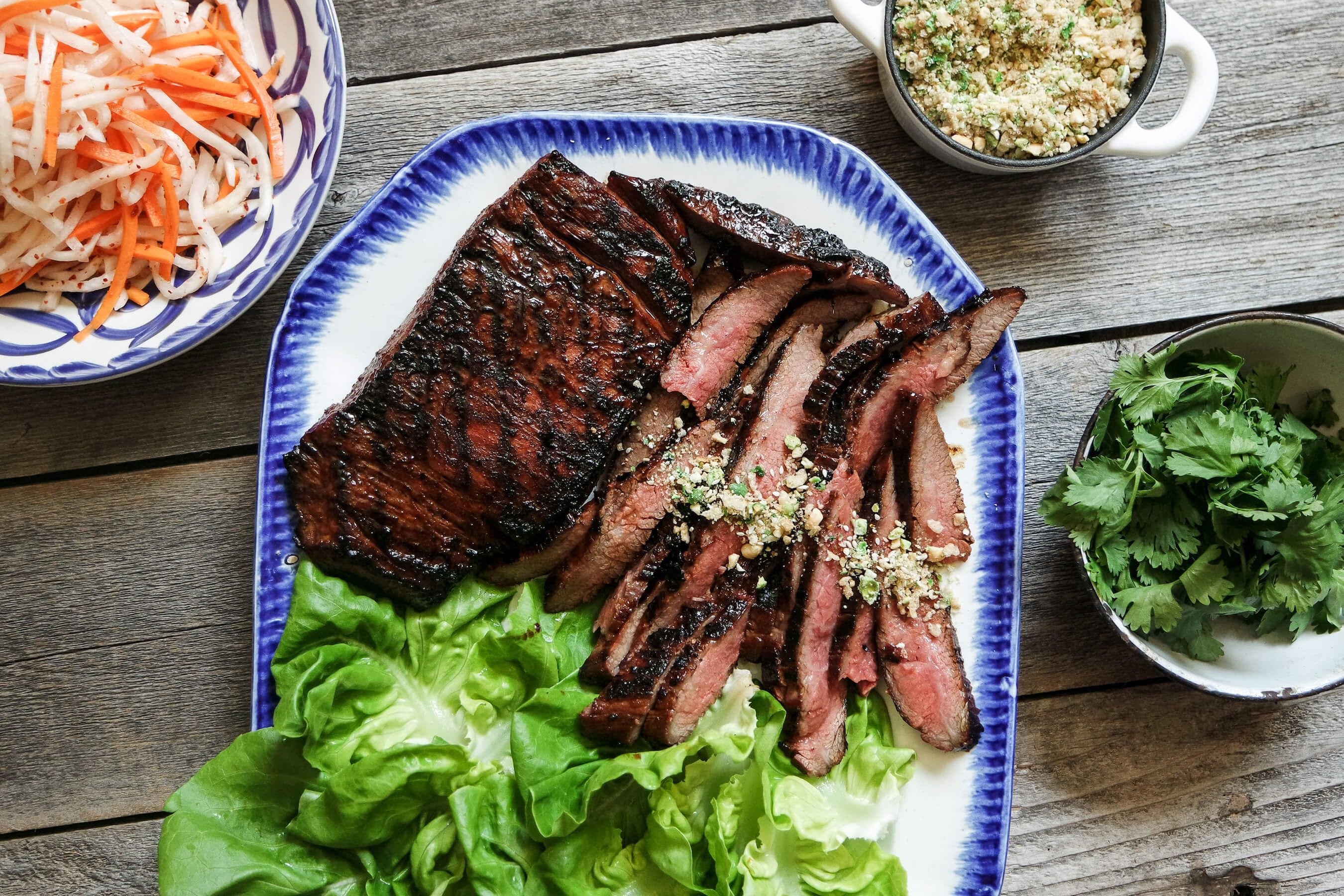 Korean Ssam with Marinated Flank Steak