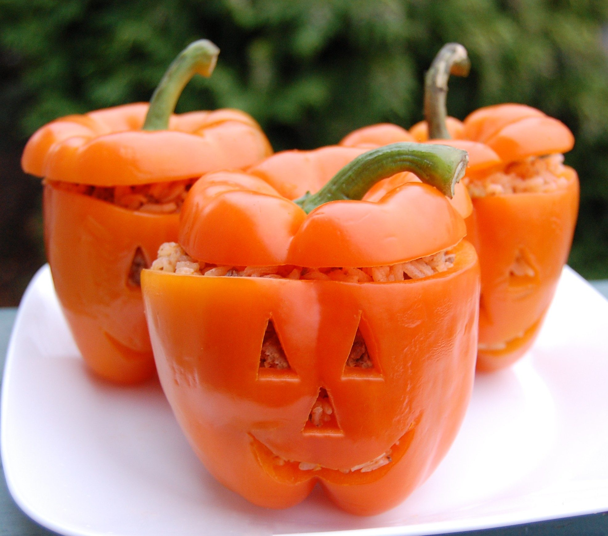 Stuffed Jack-O-Lantern Peppers