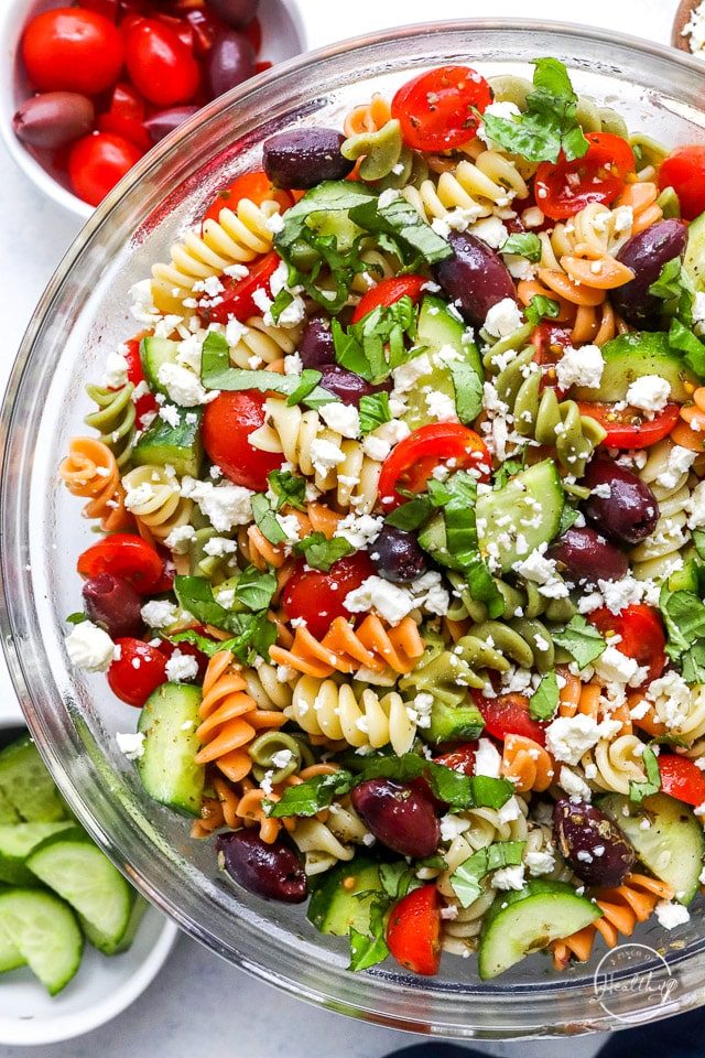 Greek Pasta Salad in a Bowl