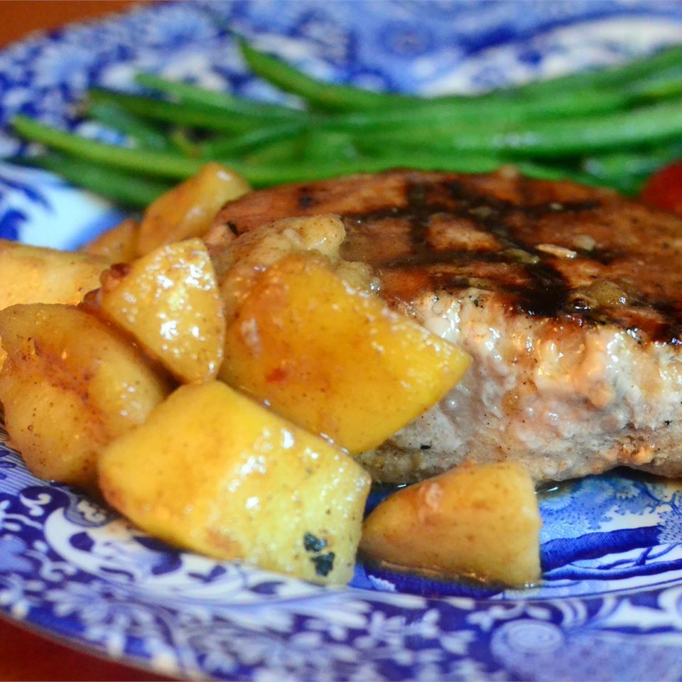 Grilled Pork Chops with Apple-Pear Topping