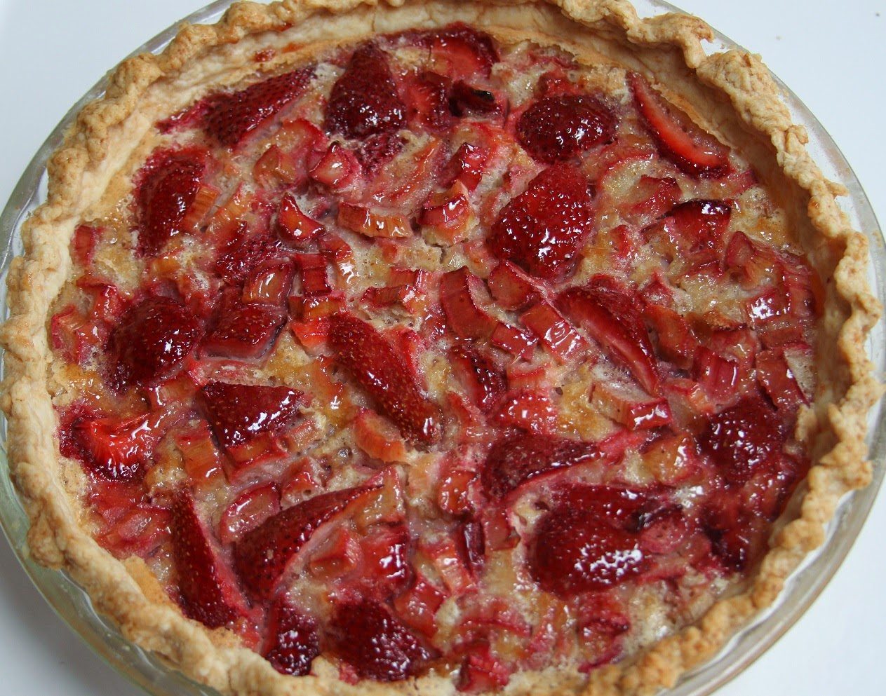 Strawberry Rhubarb Custard Pie