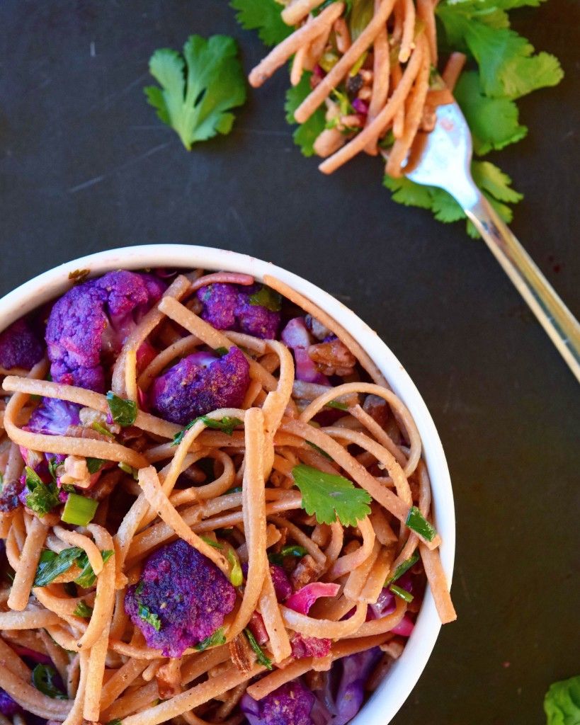 Purple Cauliflower with Amaranth Pasta