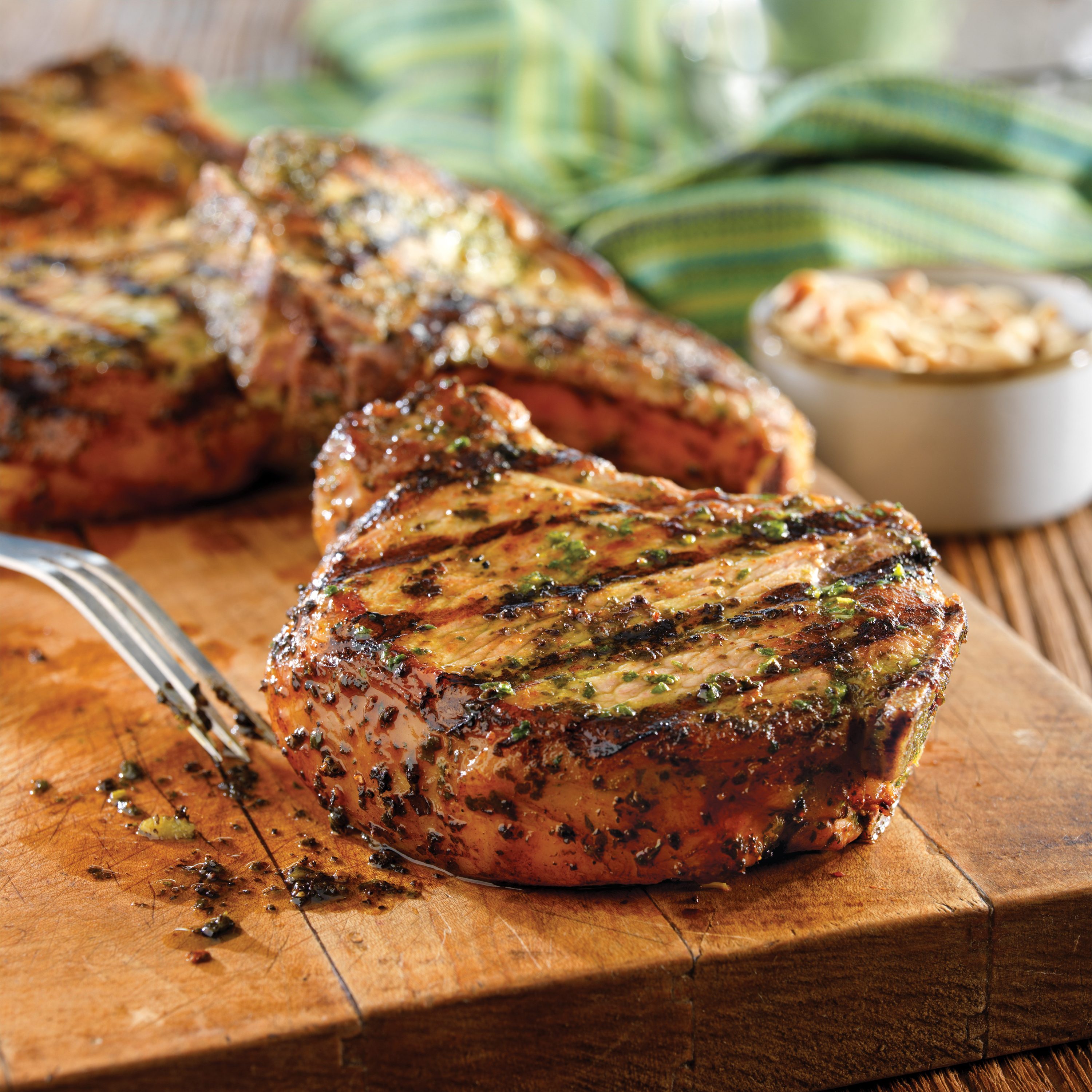 Grilled Pork Chops with Basil-Garlic Rub