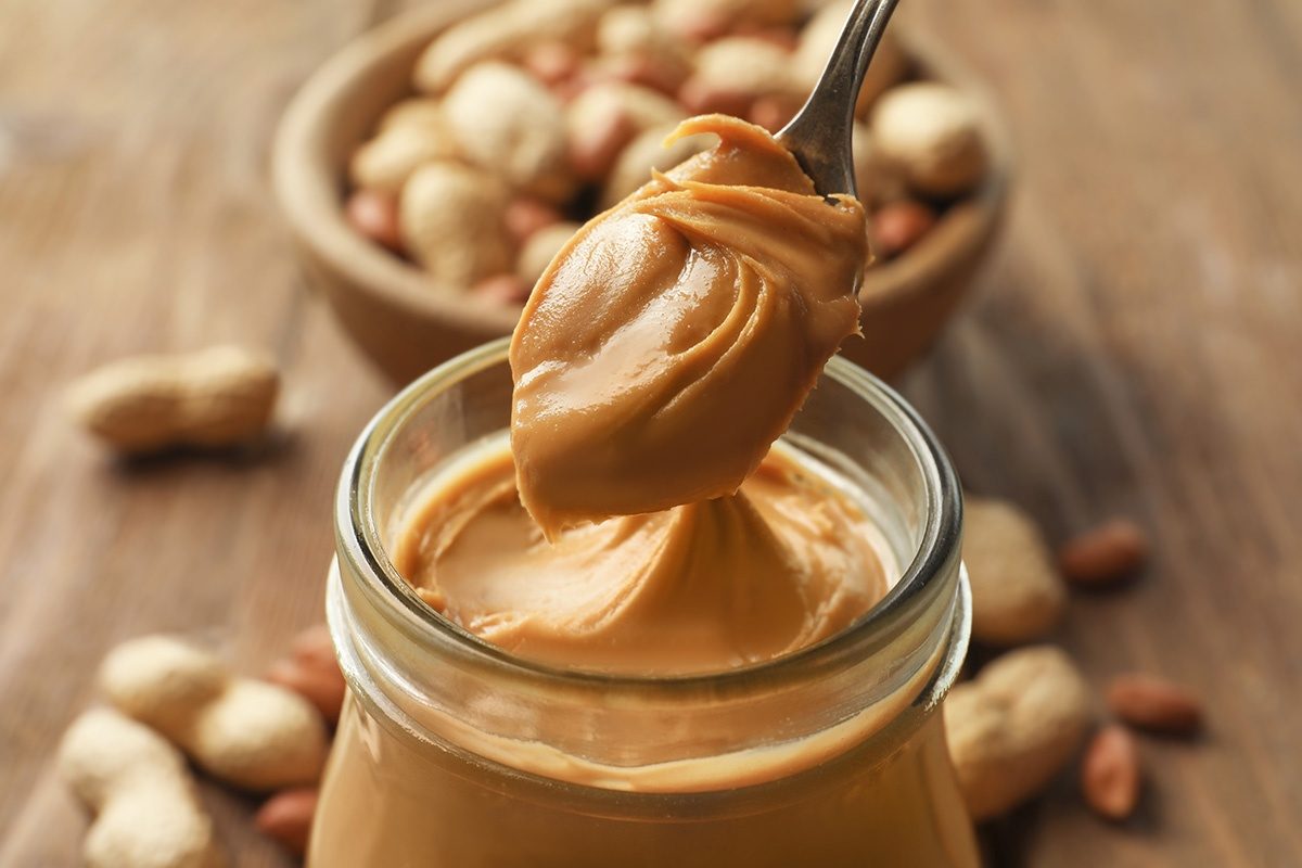 Creamy peanut butter in a jar