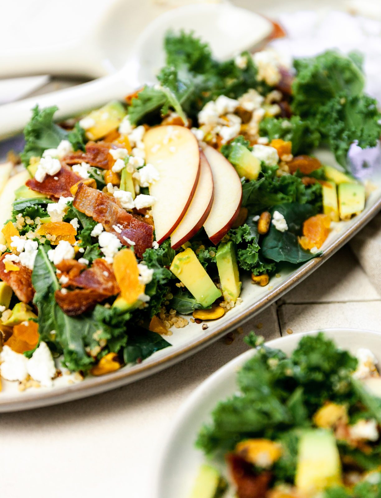 Kale Quinoa Salad with Avocado, Apricots and Bacon