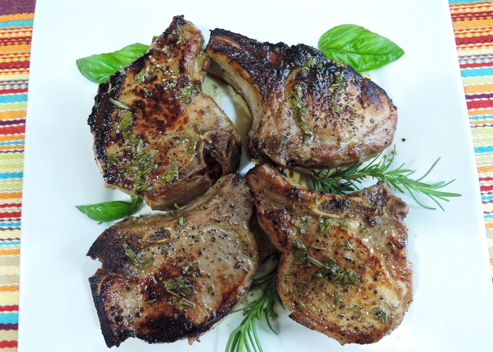 Molasses-Brined Roast Pork Chops with Herb Butter