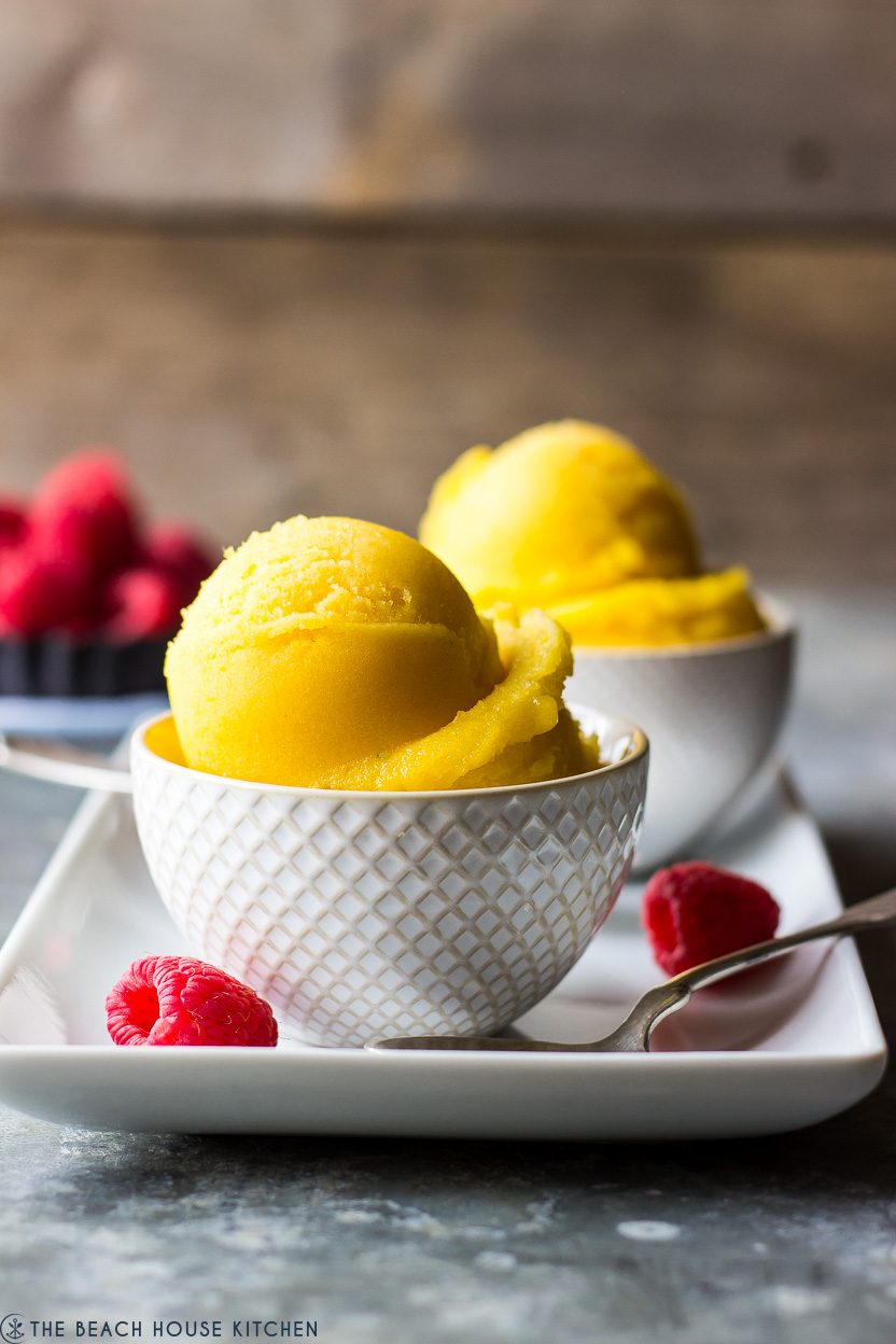 Mango Sorbet in a bowl