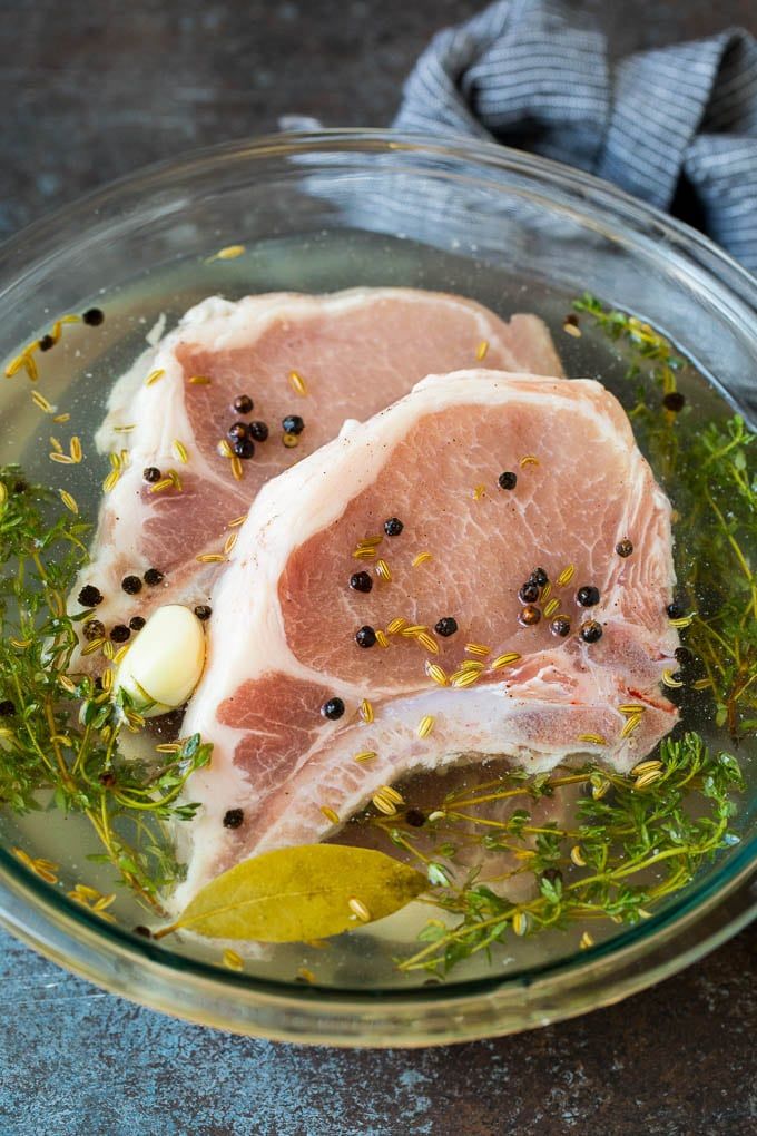 Pork Chops Brined with Herbs and Spices