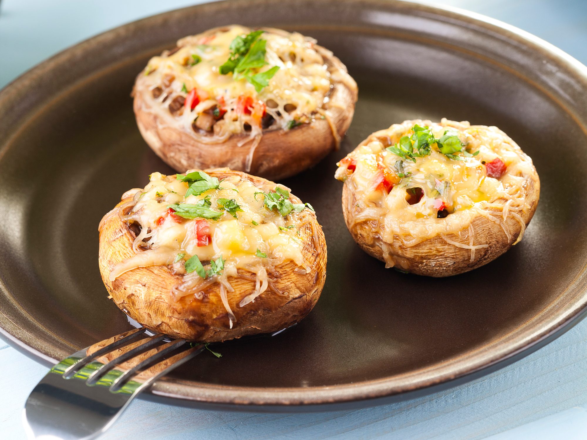 Stuffed Portobello mushroom caps