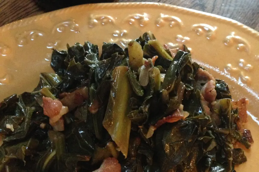 Wilted Collards Greens With Bacon and Onion