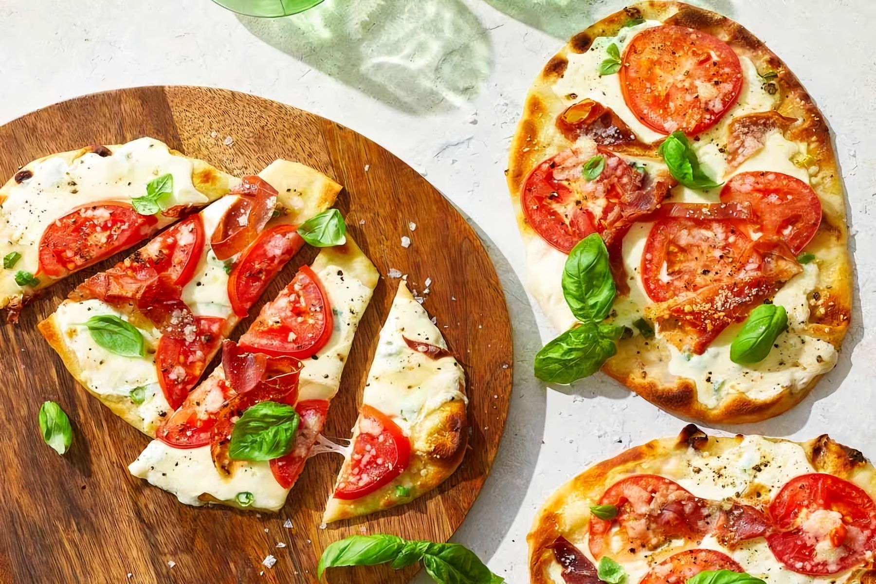 Naan Bread Margherita Pizza with Prosciutto