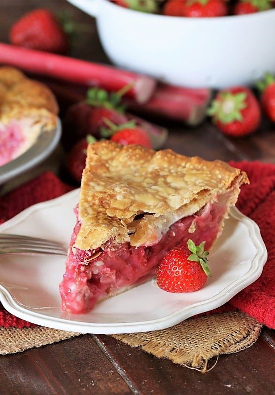 Slice of Strawberry Rhubarb Pie