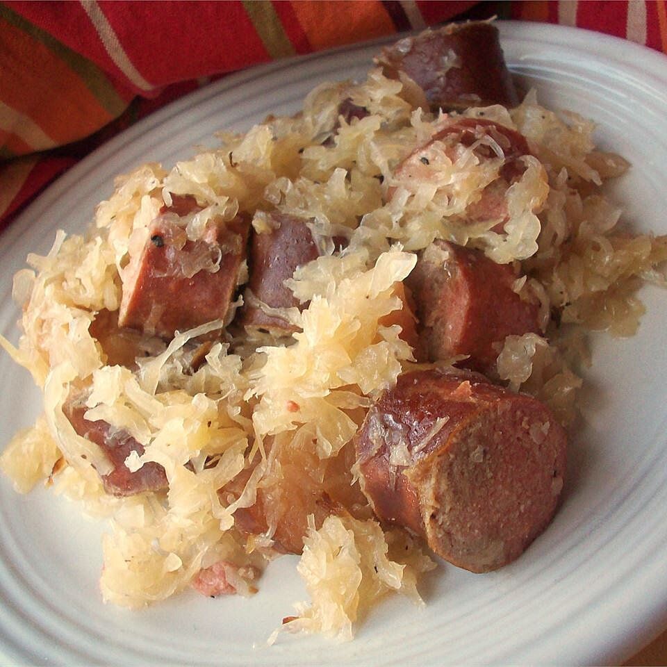 Beer Glazed Brats and Sauerkraut