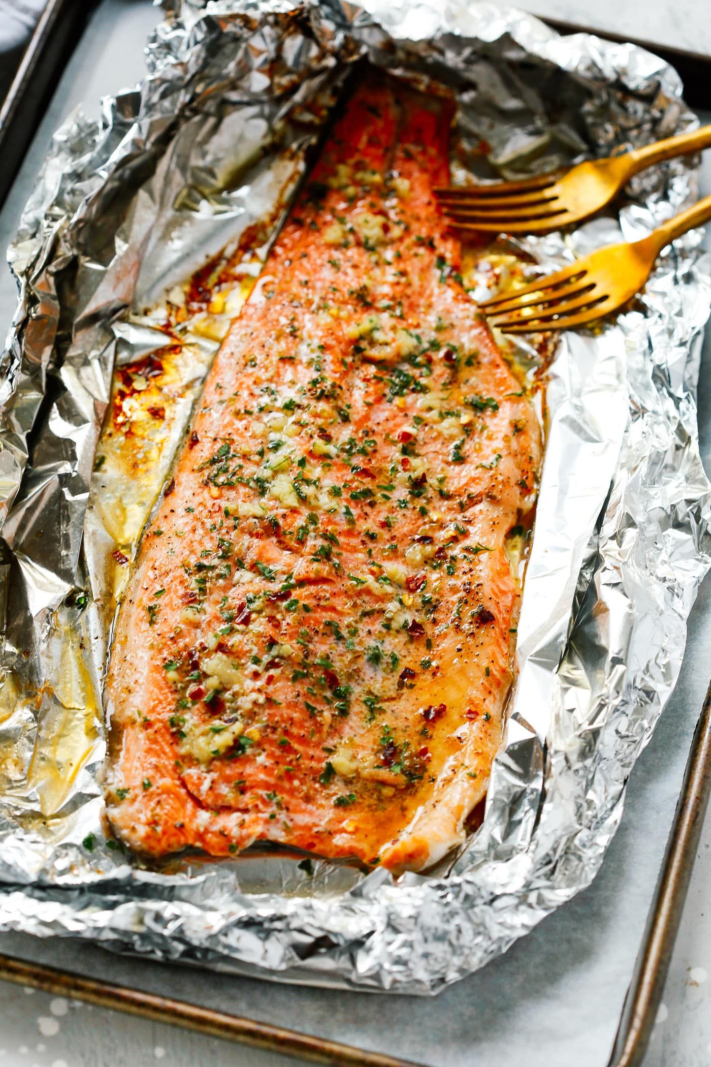 Garlic Butter Rainbow Trout in Foil