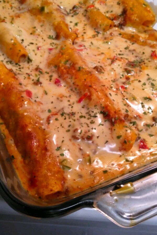 Creamy Cheddar Beef Enchiladas