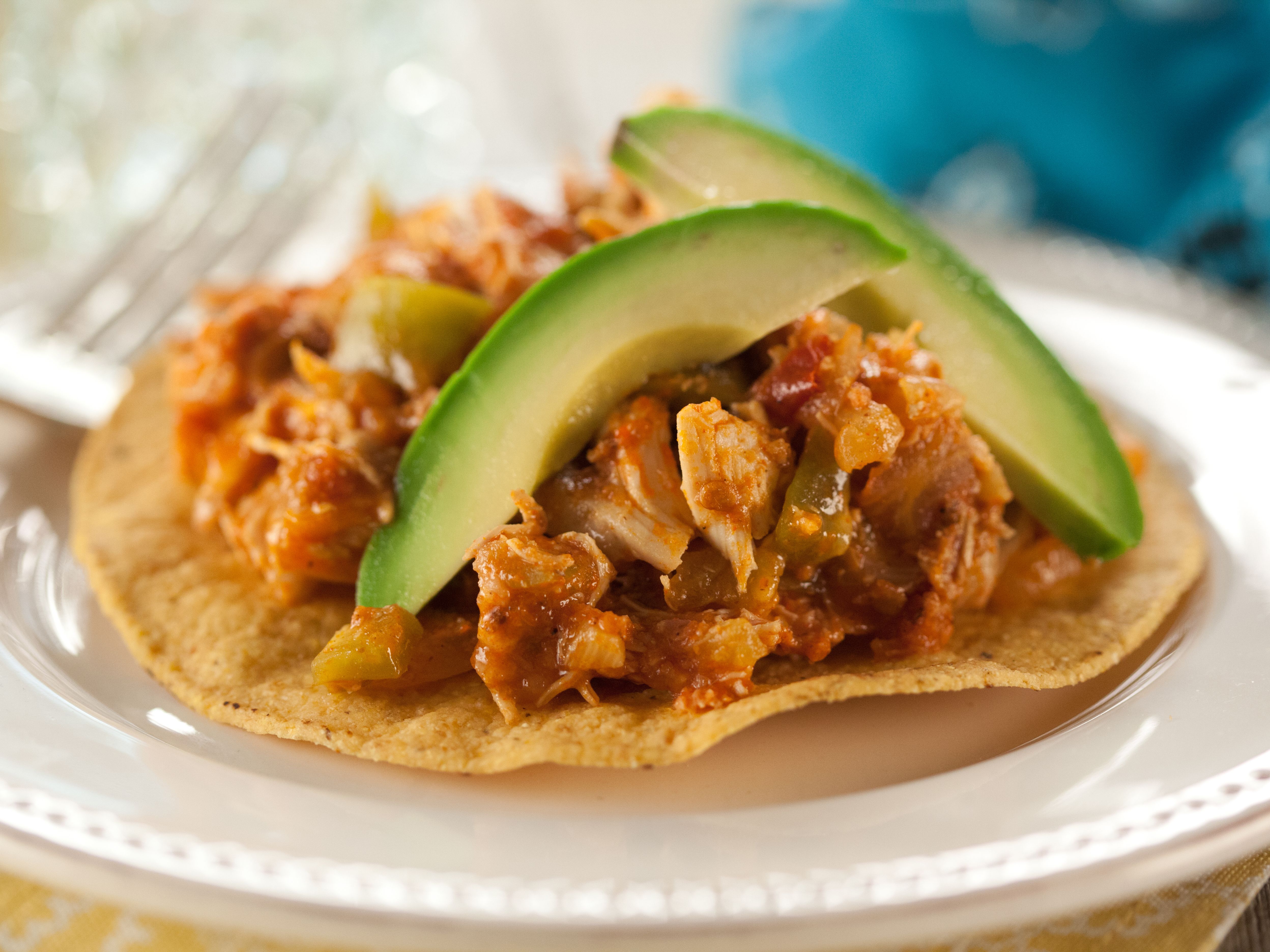 Shredded Spicy Chicken Tostadas