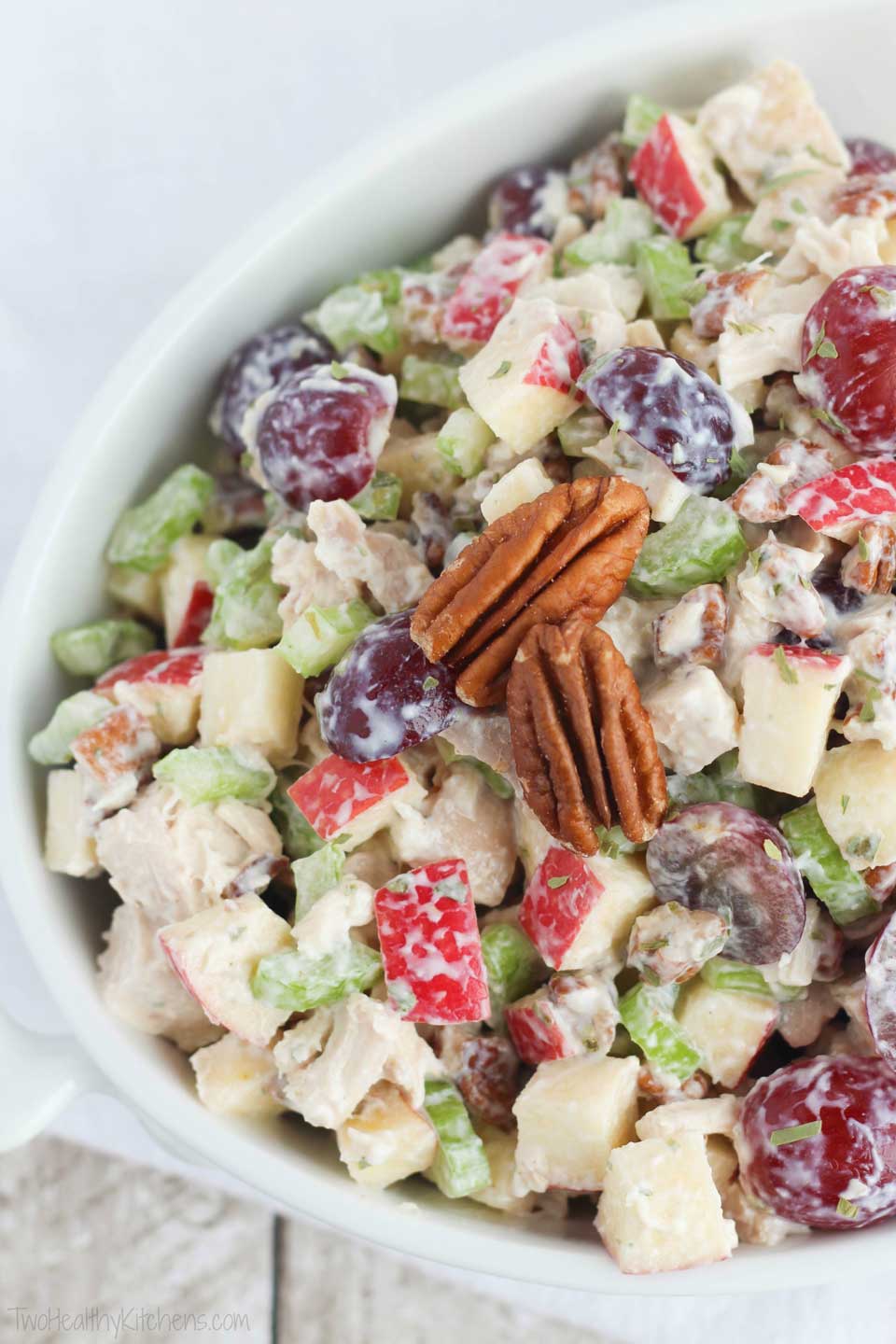 Healthy Chicken Salad with Grapes, Apples and Tarragon-Yogurt Dressing