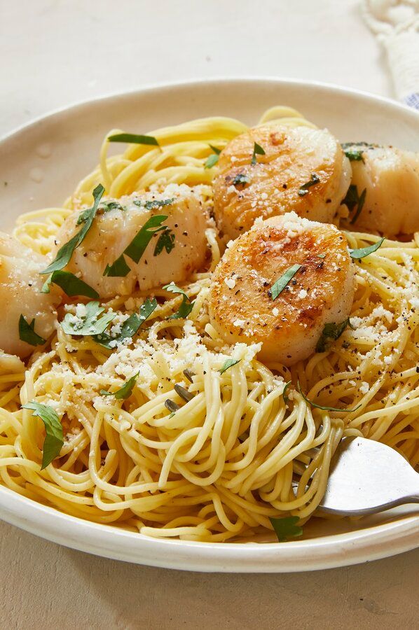 Savory Sea Scallops and Angel Hair Pasta