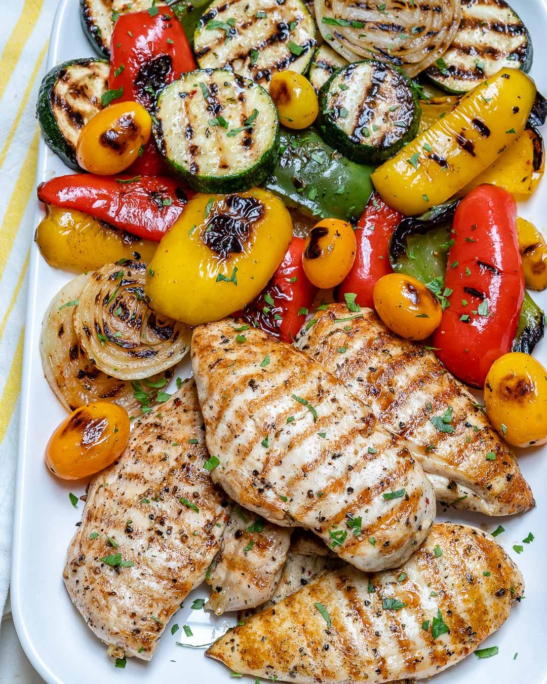 Grilled Garlic Chicken with Summer Veggies