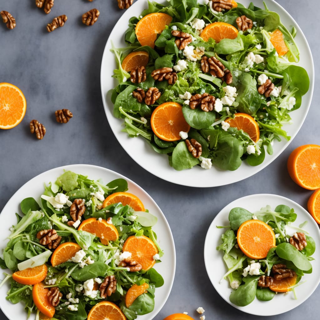 Orange, Walnut, Gorgonzola and Mixed Greens Salad with Fresh Citrus