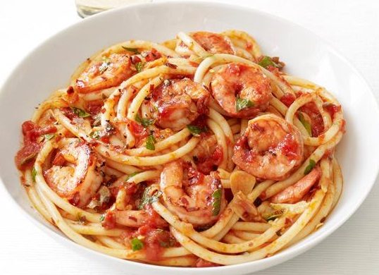 Spaghetti Diablo with Shrimp