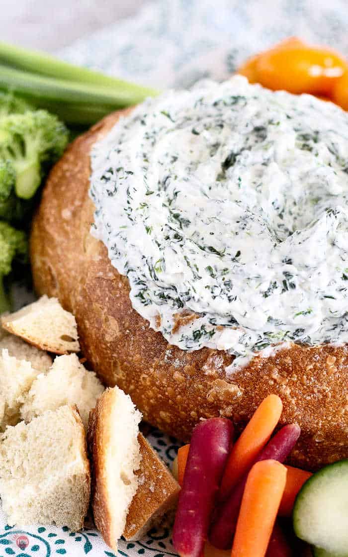 Original Spinach Dip in a Bread Bowl