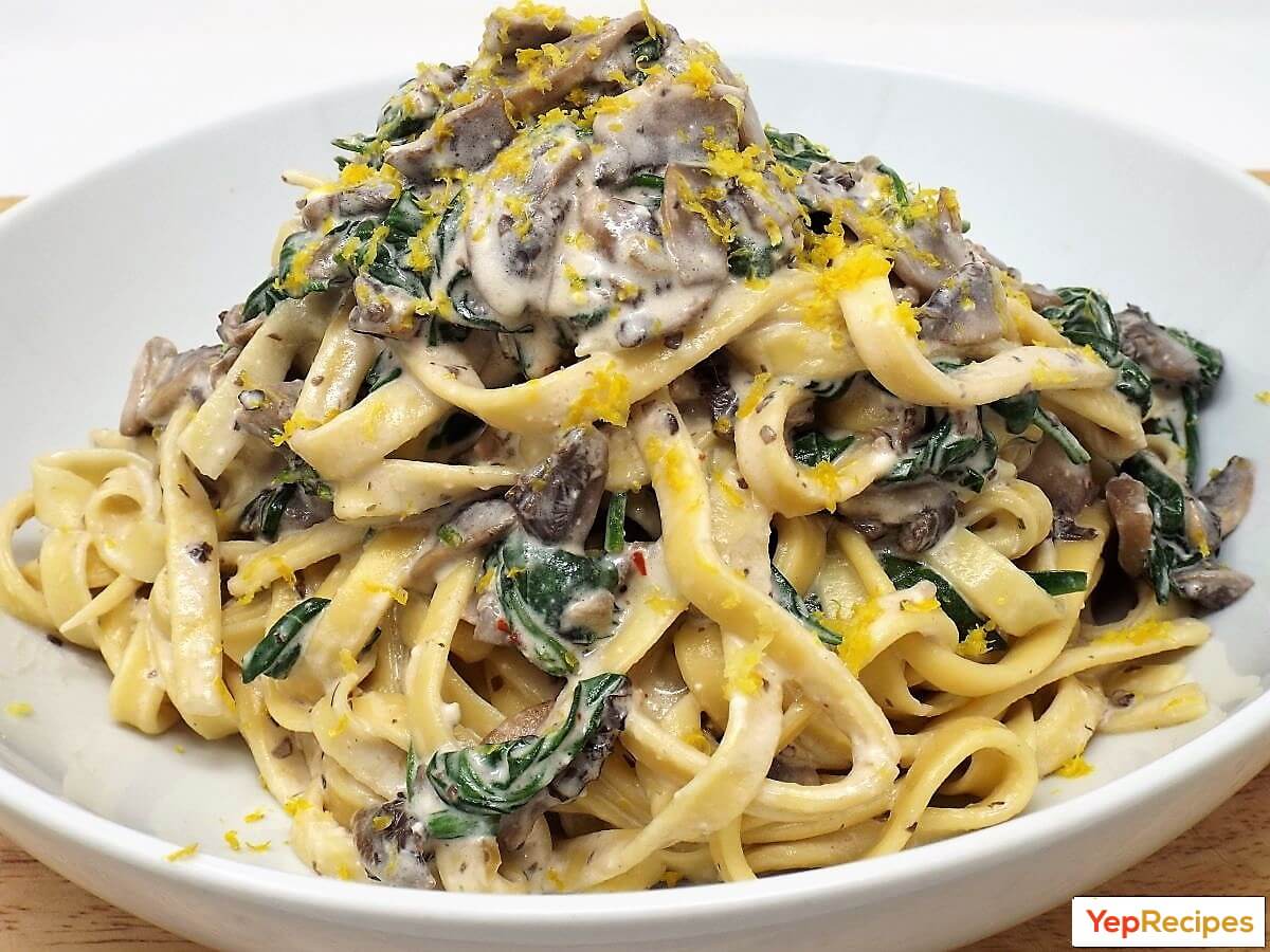 Spinach, Mushroom and Ricotta Fettuccine with Lemon