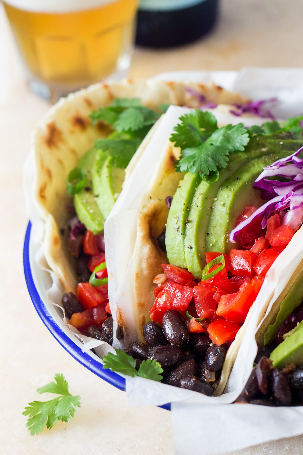 Vegan black bean tacos - Lazy Cat Kitchen