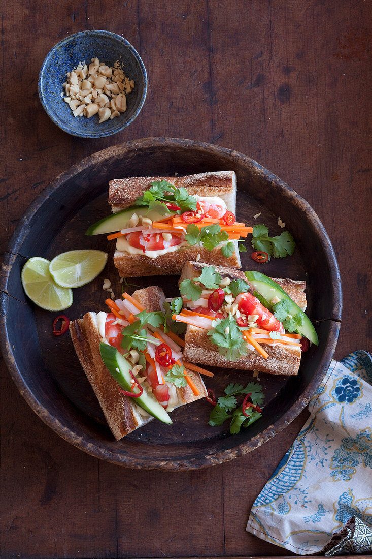 Prawn banh mi sandwiches